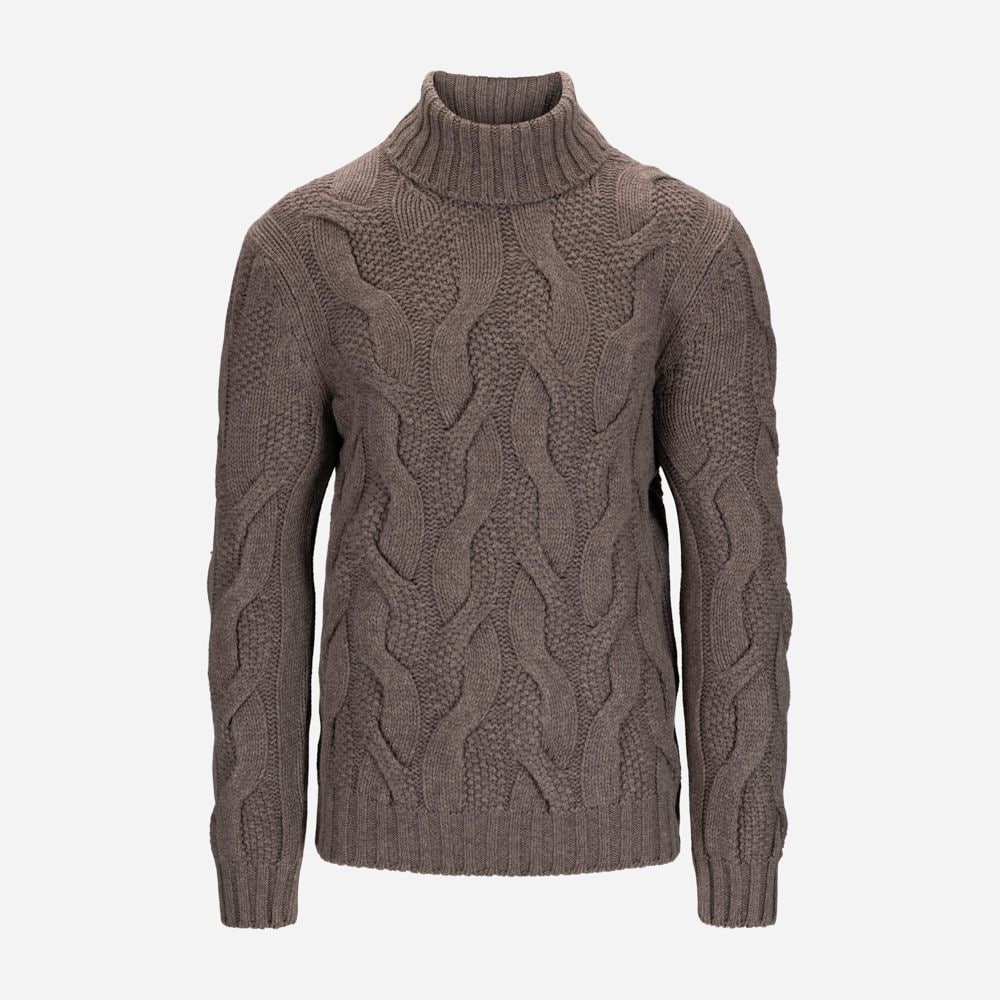 Turtle Neck Wide Cabel - Taupe