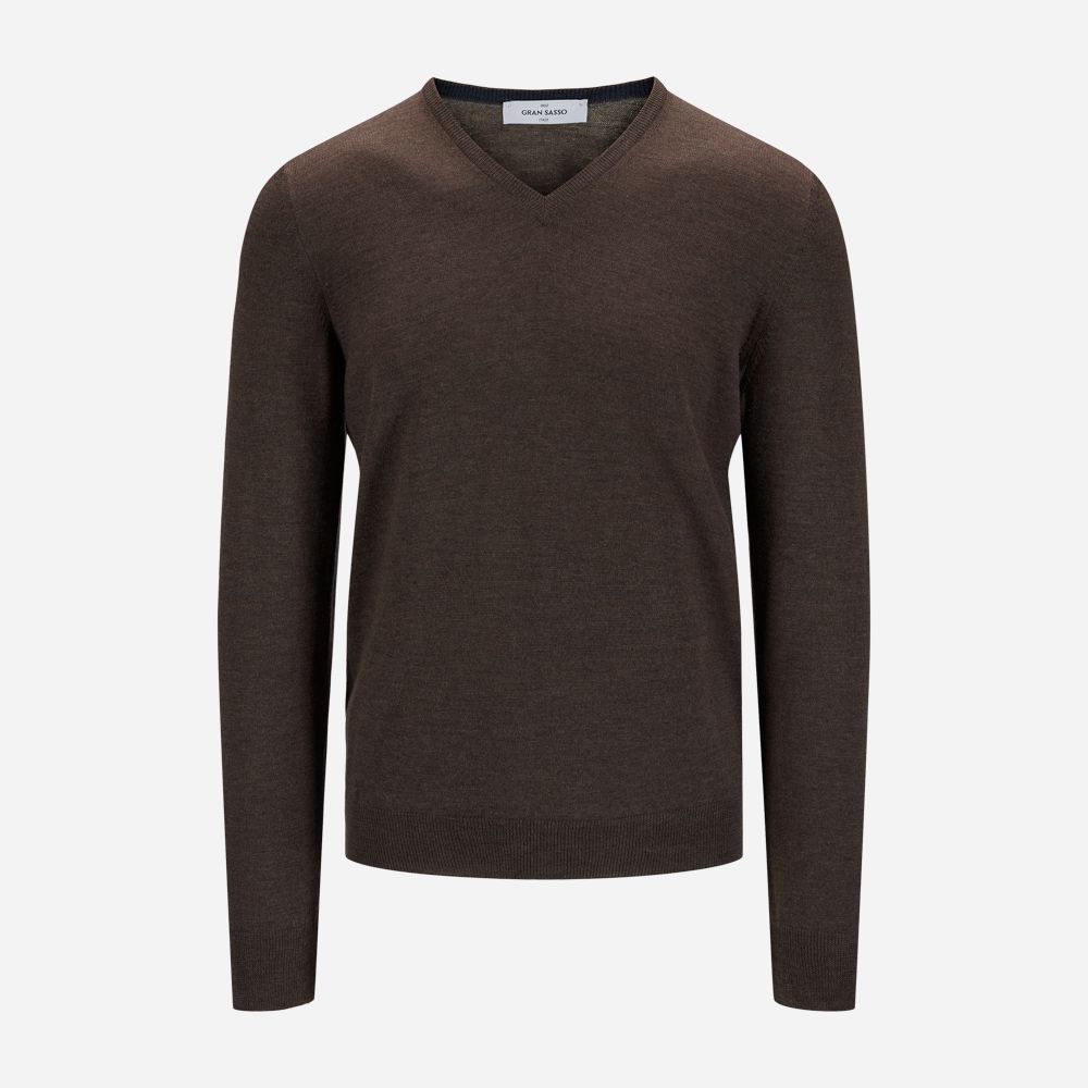 V-Neck Merino - Dark Brown