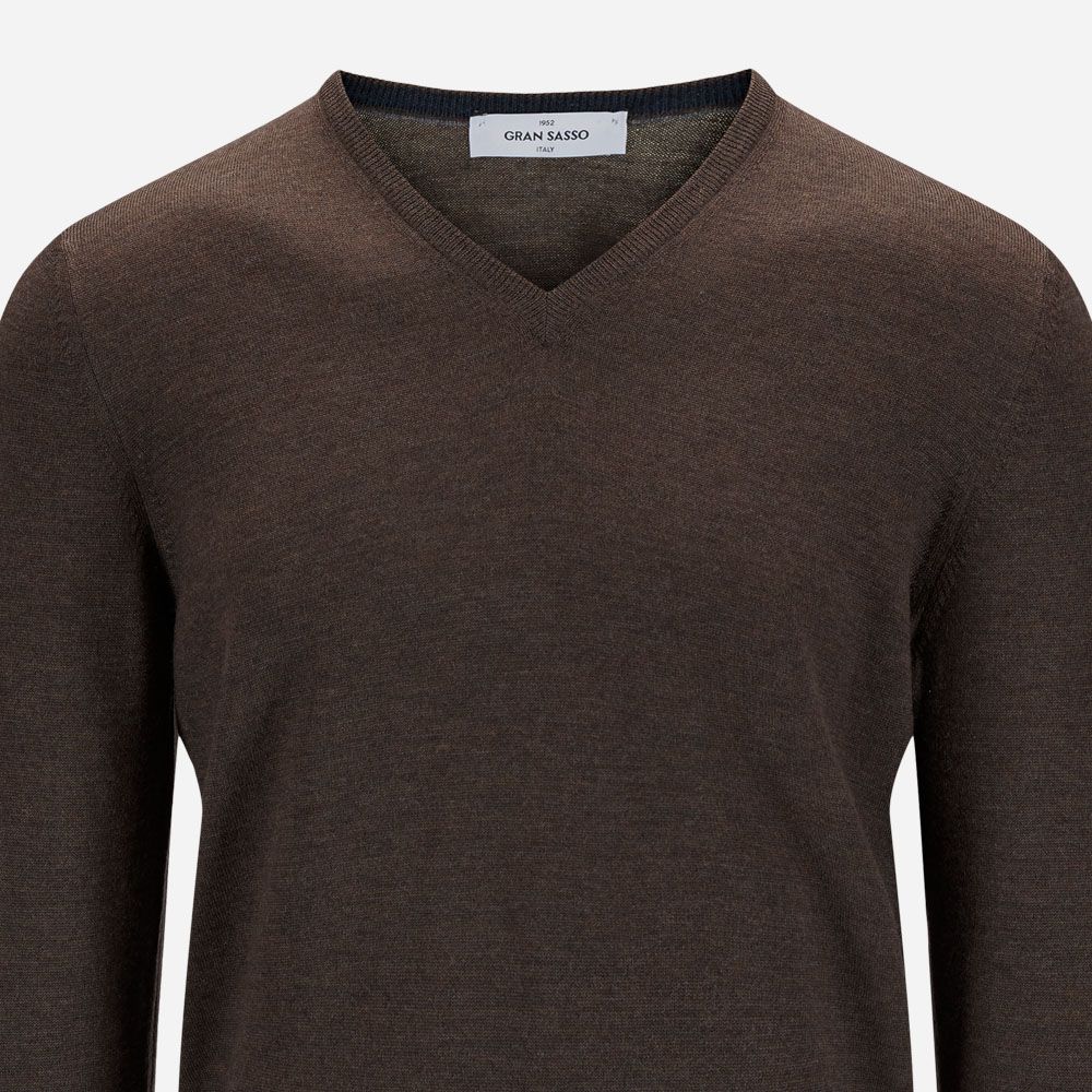 V-Neck Merino - Dark Brown