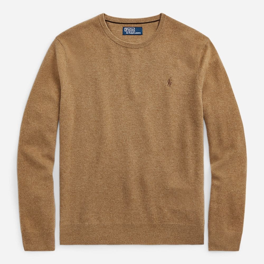 Wool Crewneck Sweater - Latte Brown Heather