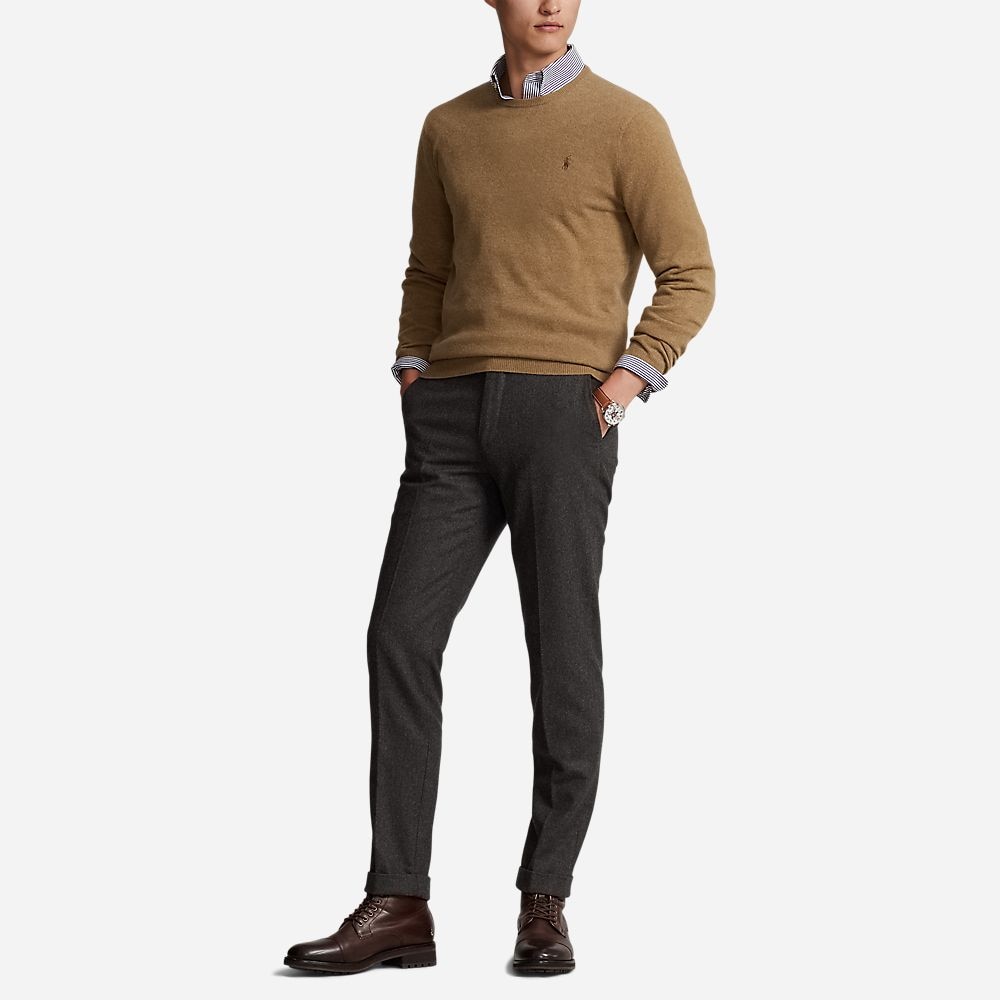 Wool Crewneck Sweater - Latte Brown Heather