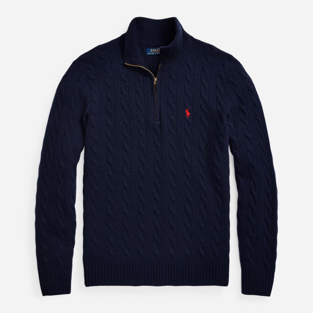 Cable-Knit Wool-Cashmere Sweater - Hunter Navy