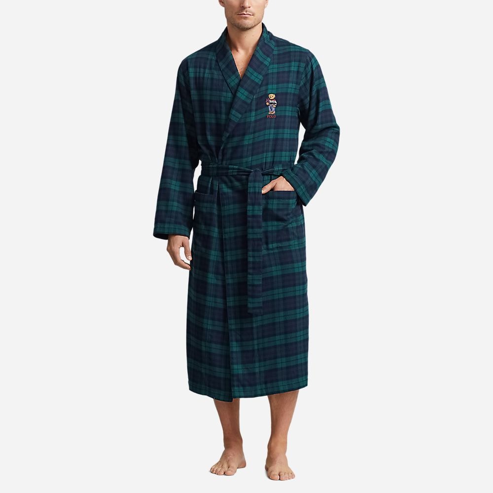 Classic Lounge Robe - Holiday Bear Tartan Gb