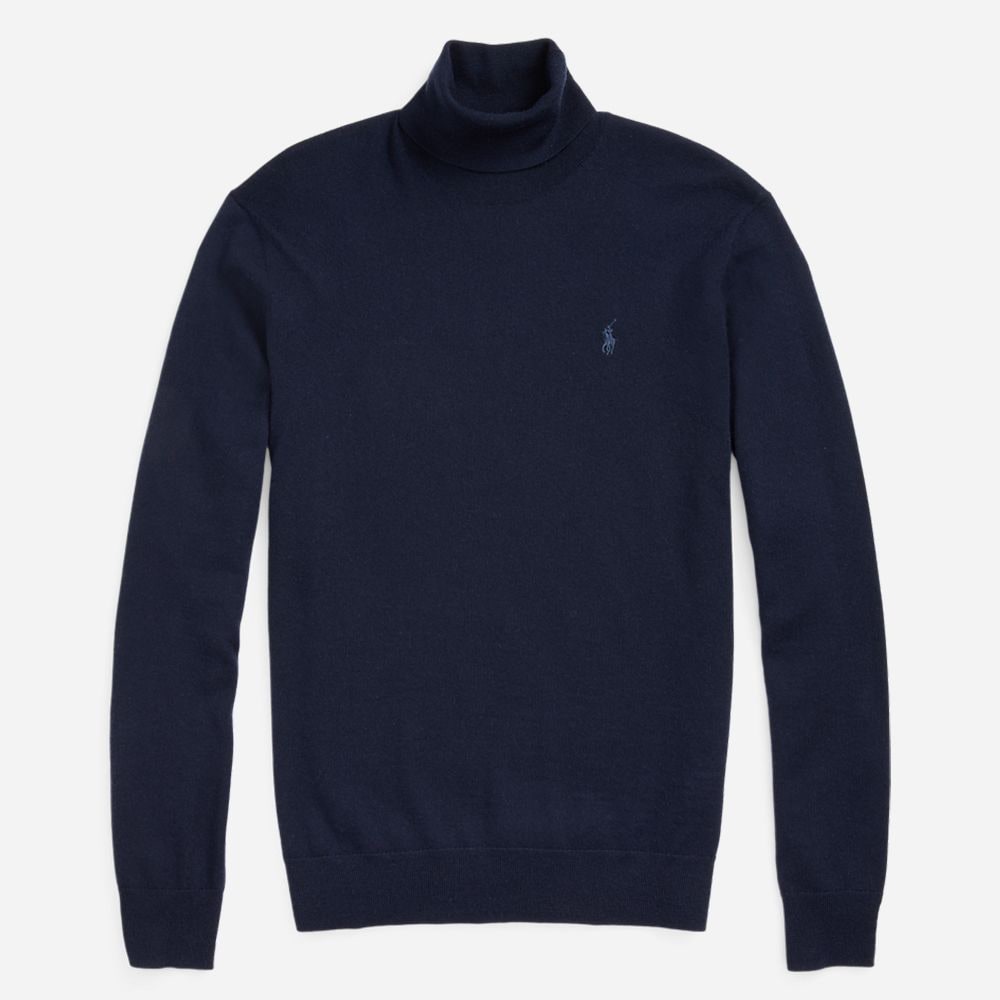 Washable Wool Roll Neck Jumper - Hunter Navy
