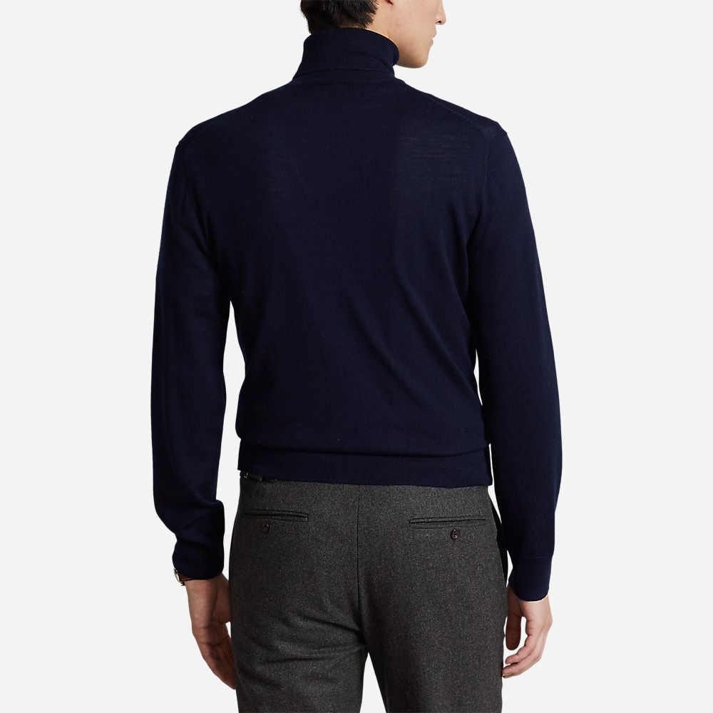 Washable Wool Roll Neck Jumper - Hunter Navy