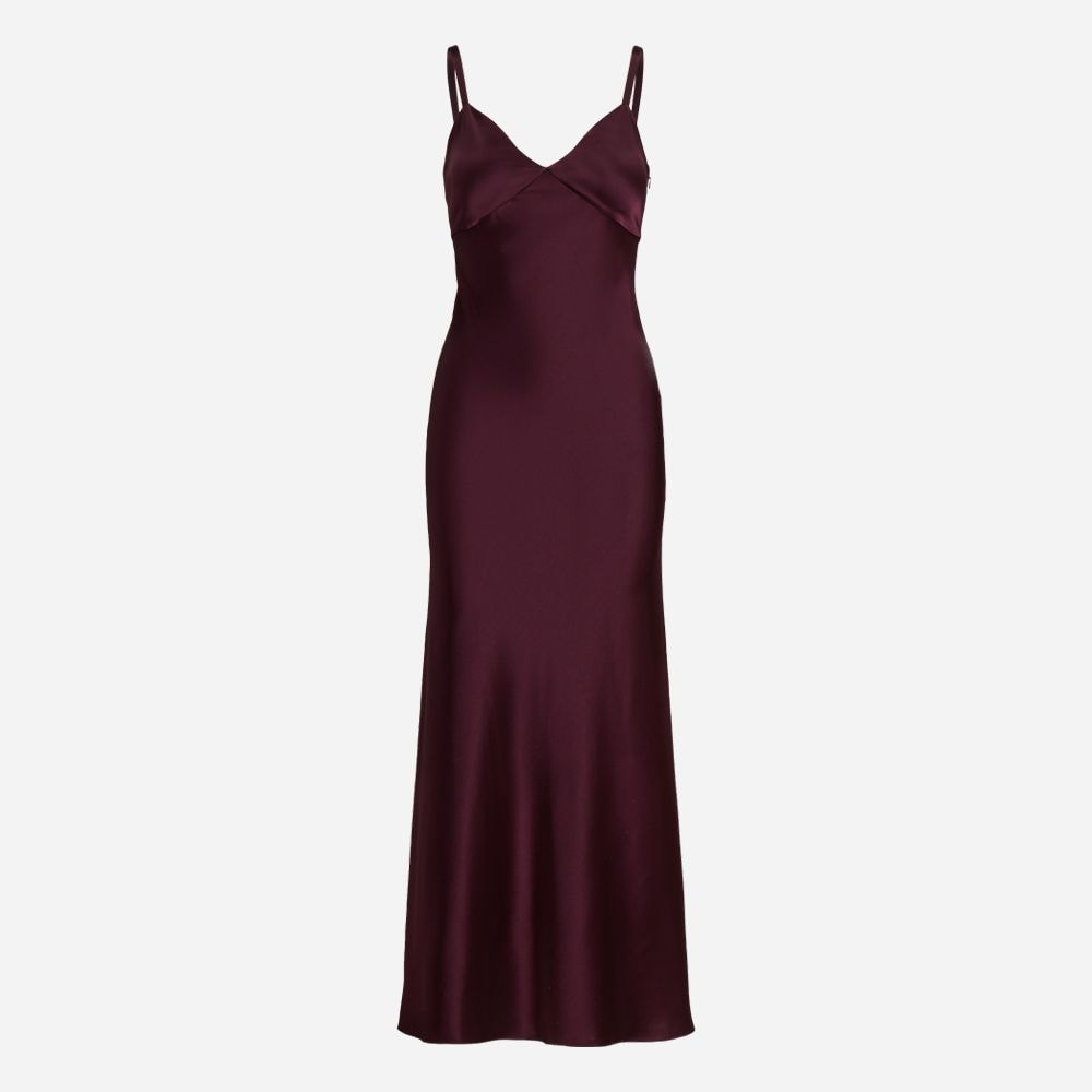 Double Face Satin Sleeveless Gown - Ruby