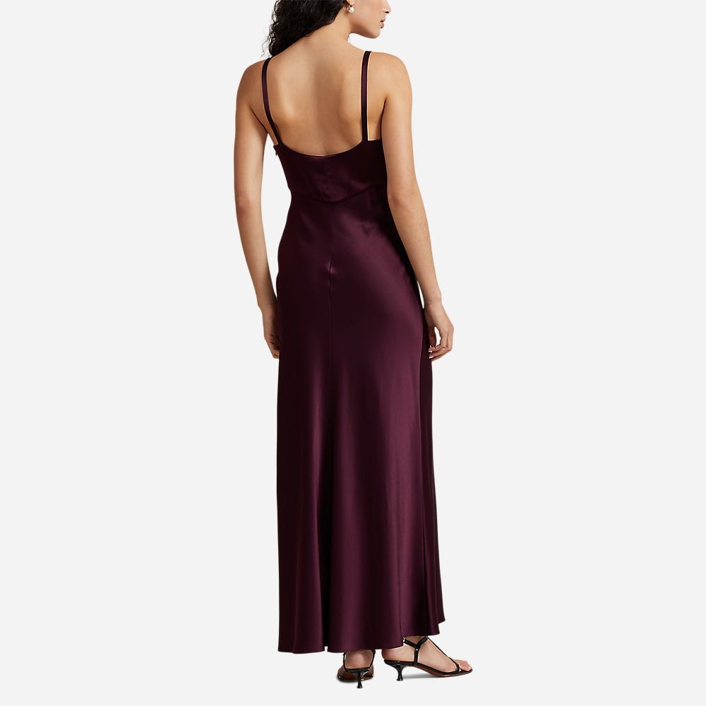 Double Face Satin Sleeveless Gown - Ruby