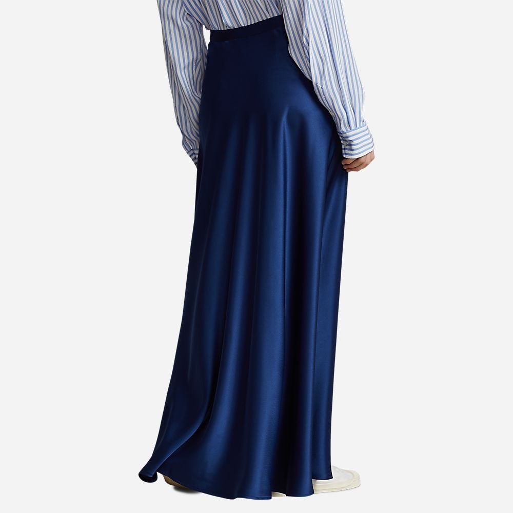 Bias Cut Double Faced Satin Skirt - Holiday Navy