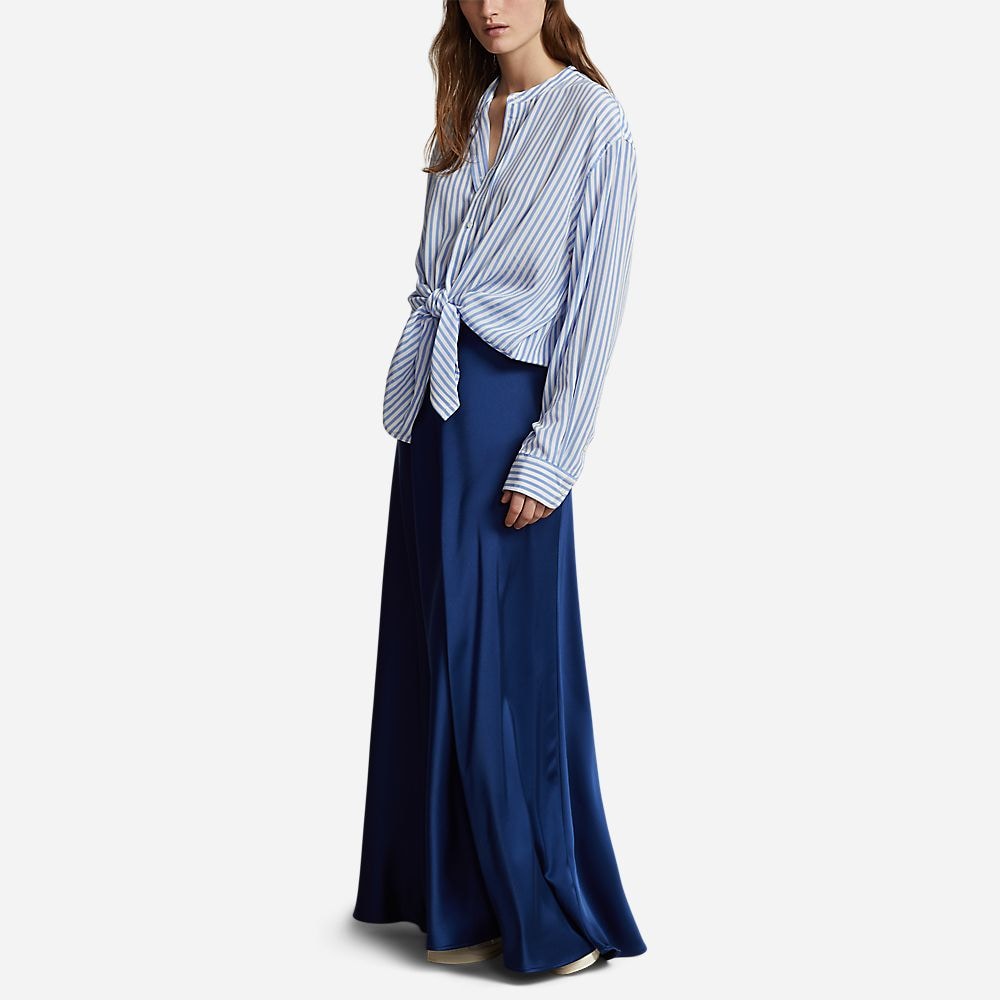 Bias Cut Double Faced Satin Skirt - Holiday Navy