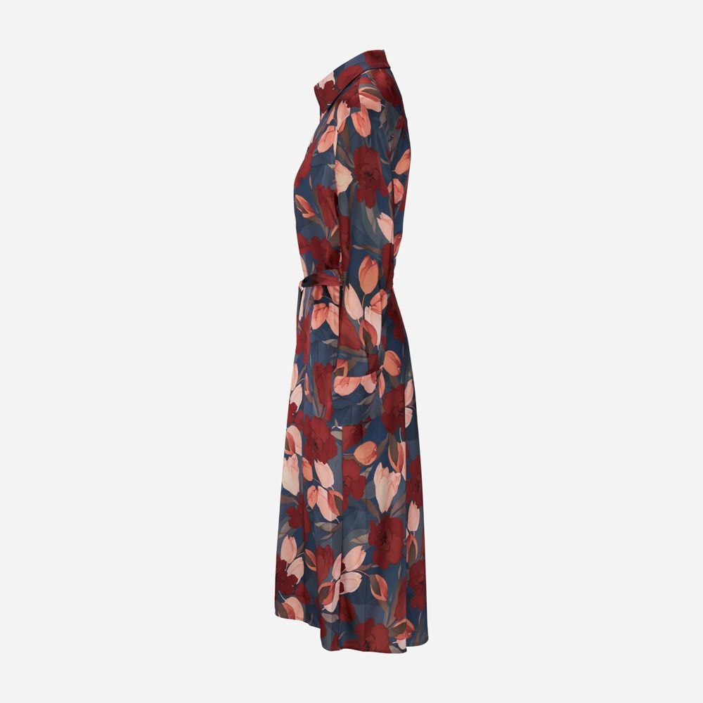 Nouveau Magnolia Belted Shirt Dress - Twilight