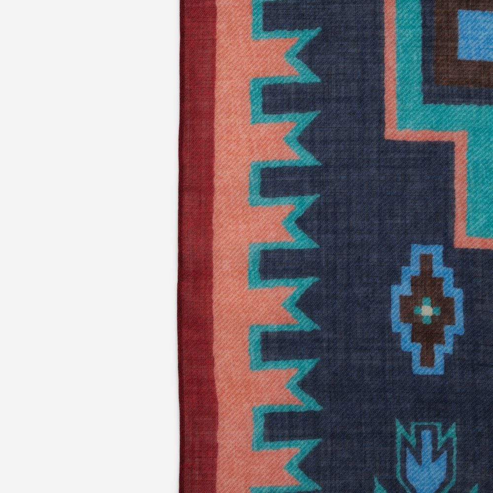 Scarf Wool - Blue/Red