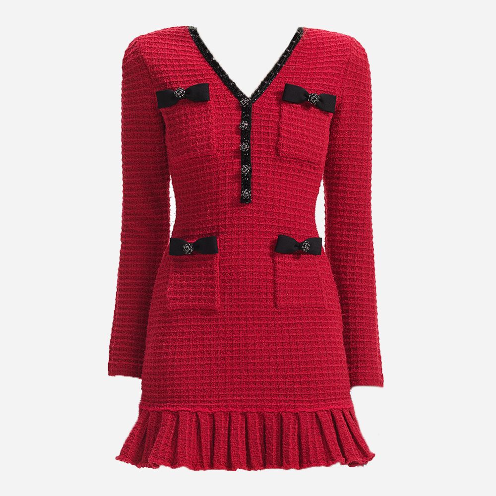 Knit Mini Dress - Red