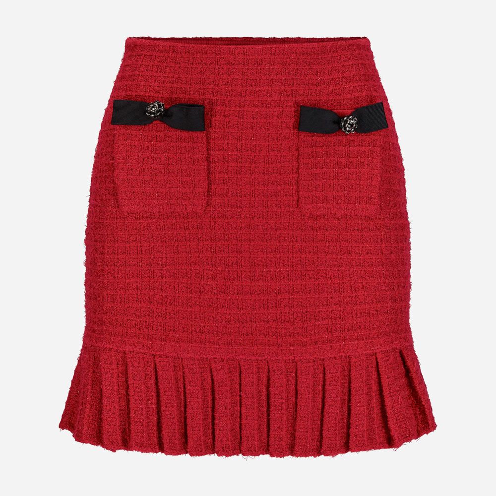 Knit Mini Skirt - Red