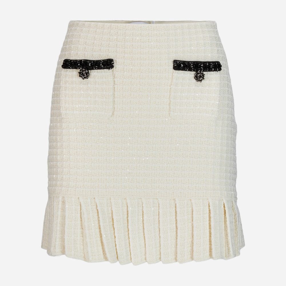 Textured Knit Mini Skirt - Cream