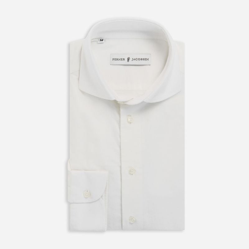 Brushed Oxford Slimline Shirt - White