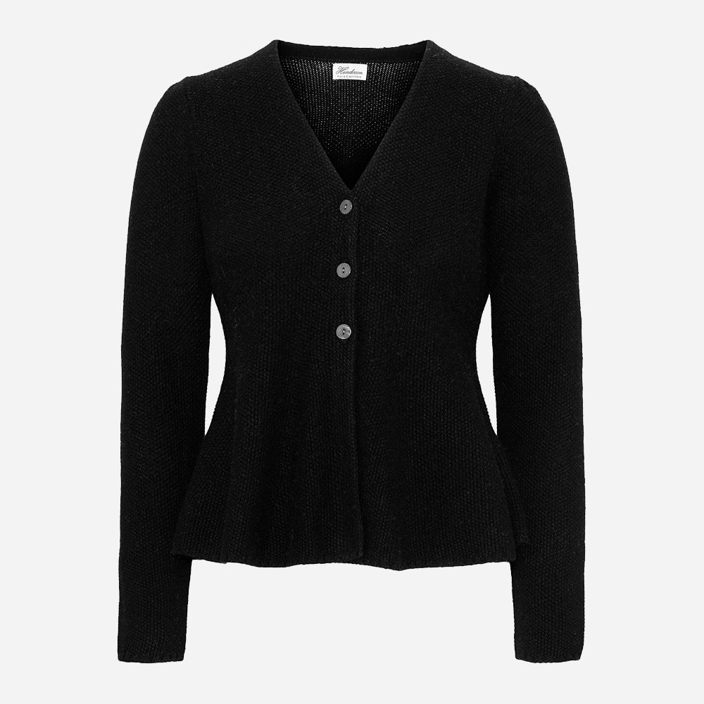 Curvy Pearl V Cardigan - Black