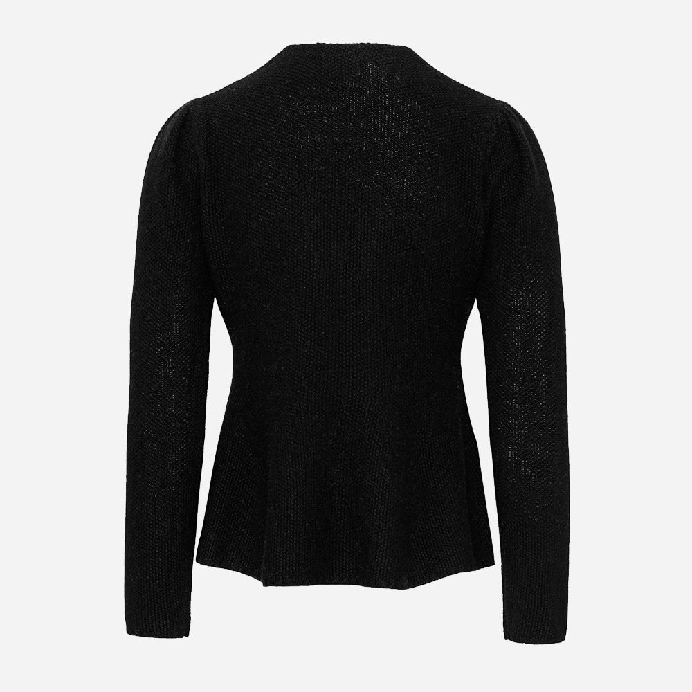 Curvy Pearl V Cardigan - Black