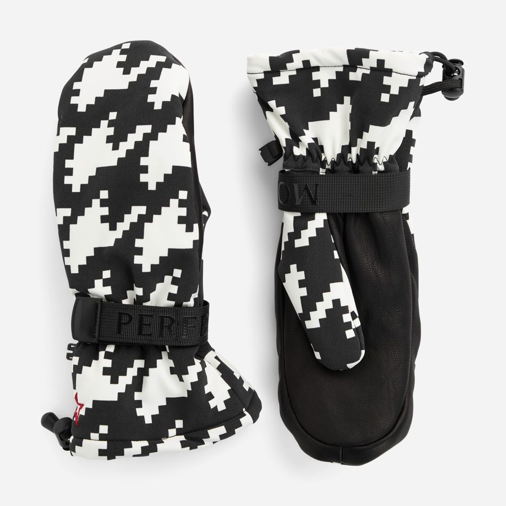 Davos Mitts - Houndstooth Black/ Snow White