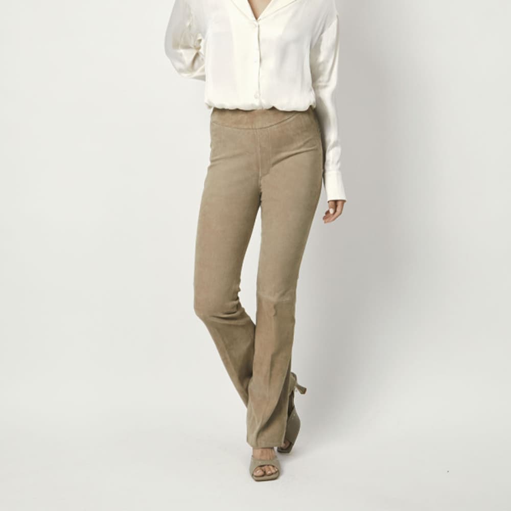 Dollman Suede Flared Pants - Dry Sand