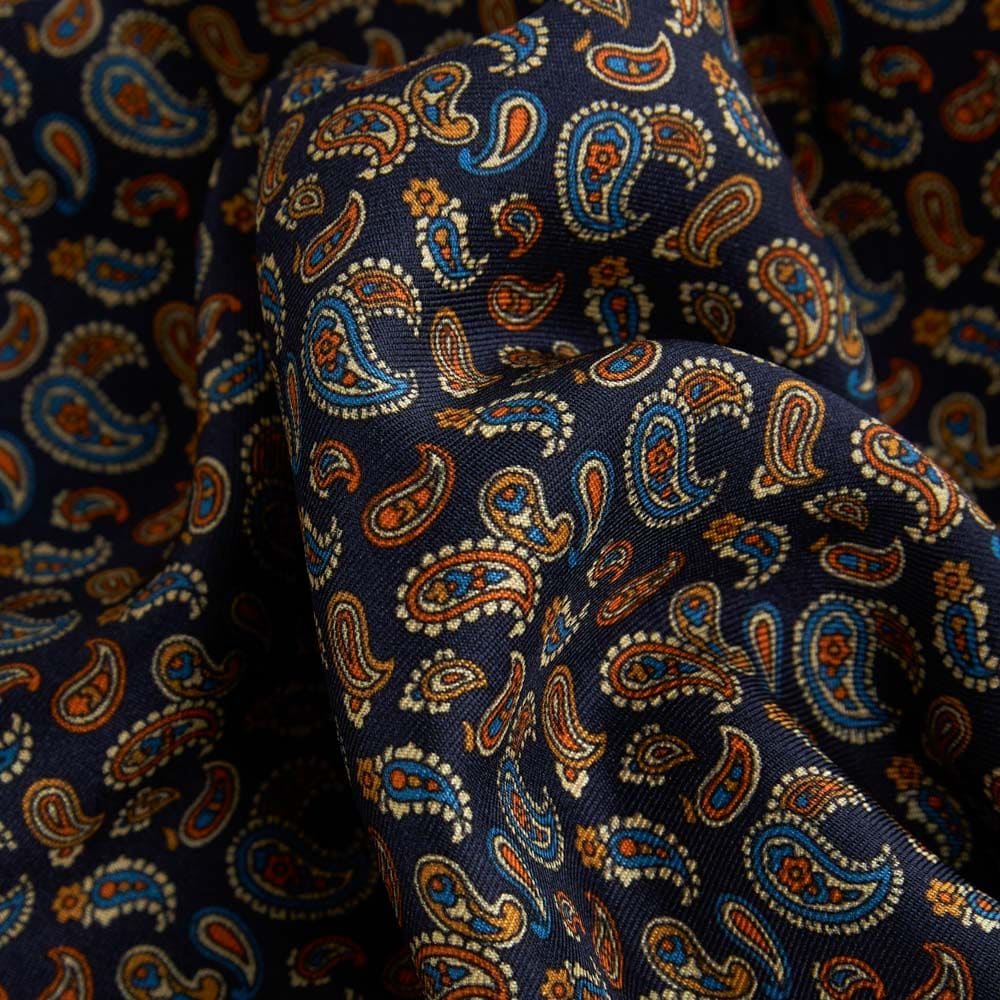 Scarf Wool-Silk - Blue Paisley