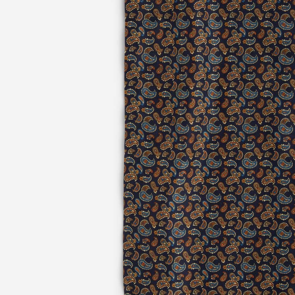 Scarf Wool-Silk - Blue Paisley