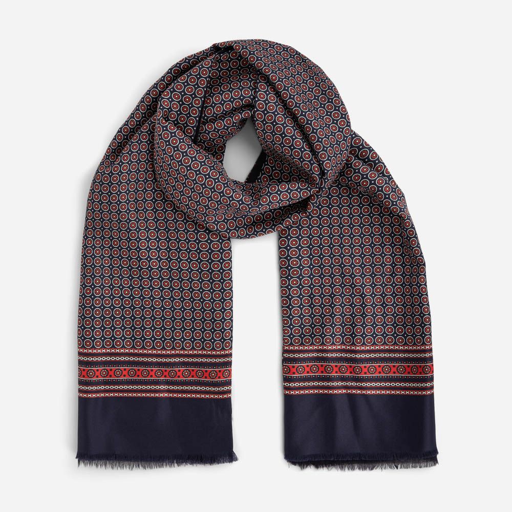 Scarf Wool-Silk - Blue-Red