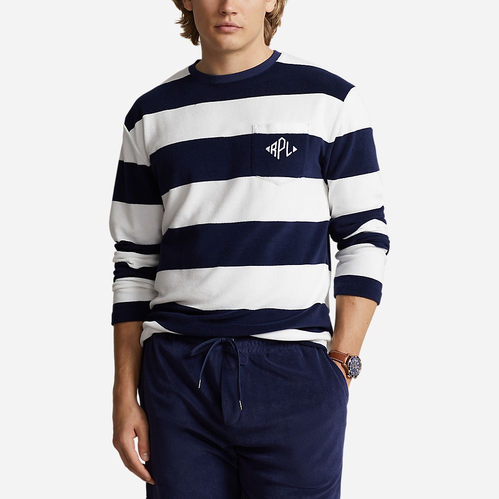 Standard Fit Monogram Terry T-Shirt - Newport Navy/White