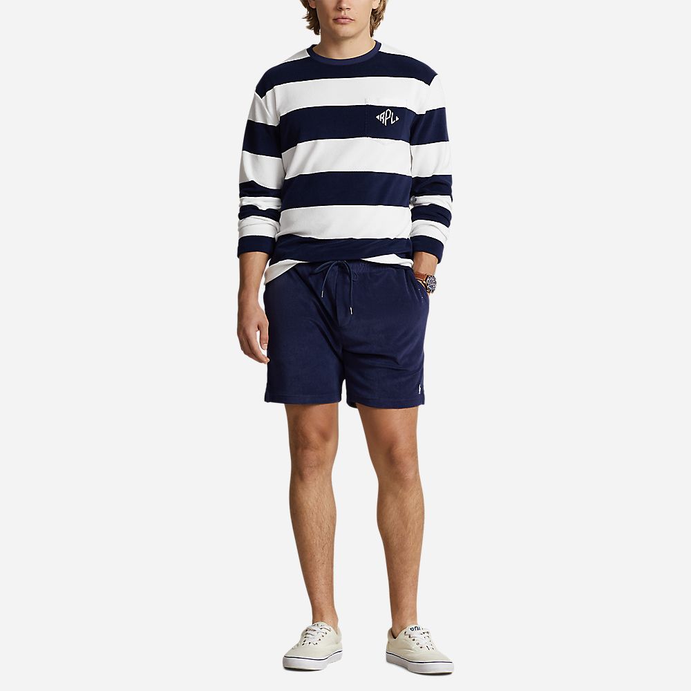 Standard Fit Monogram Terry T-Shirt - Newport Navy/White