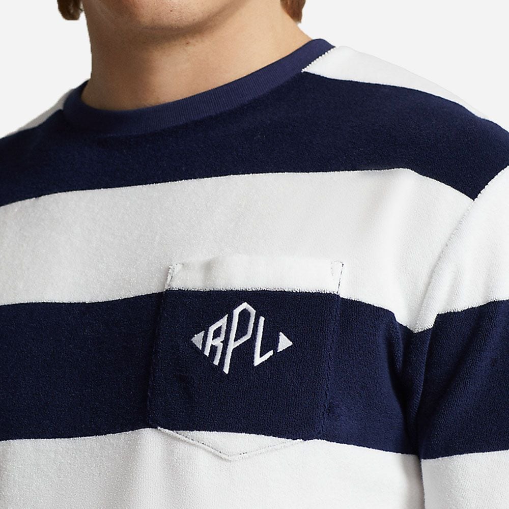 Standard Fit Monogram Terry T-Shirt - Newport Navy/White