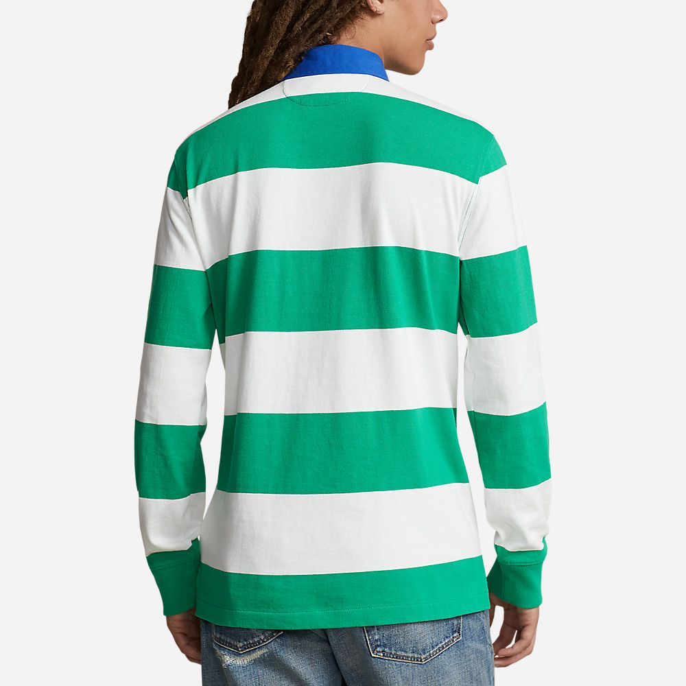 Long Sleeve Knit Rugby - Stem/White