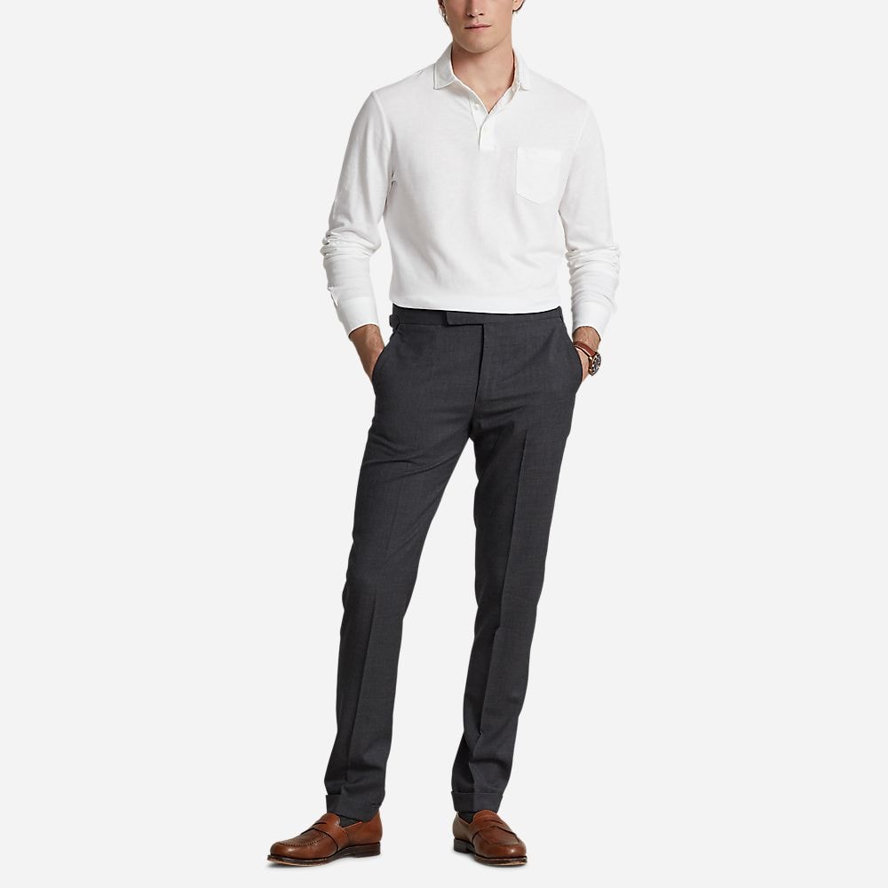 Custom Slim Cotton-Linen Oxford Polo - White