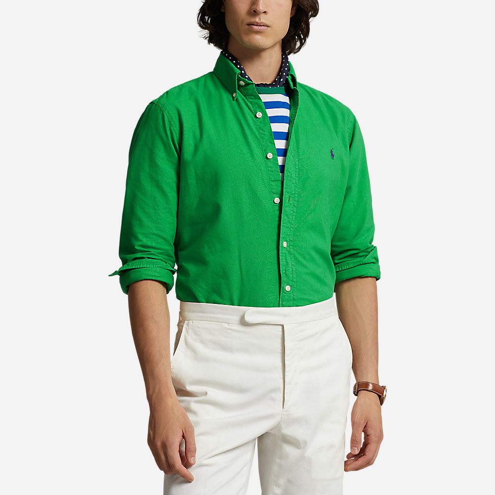 Slim Fit Garment Dyed Oxford Shirt - Preppy Green