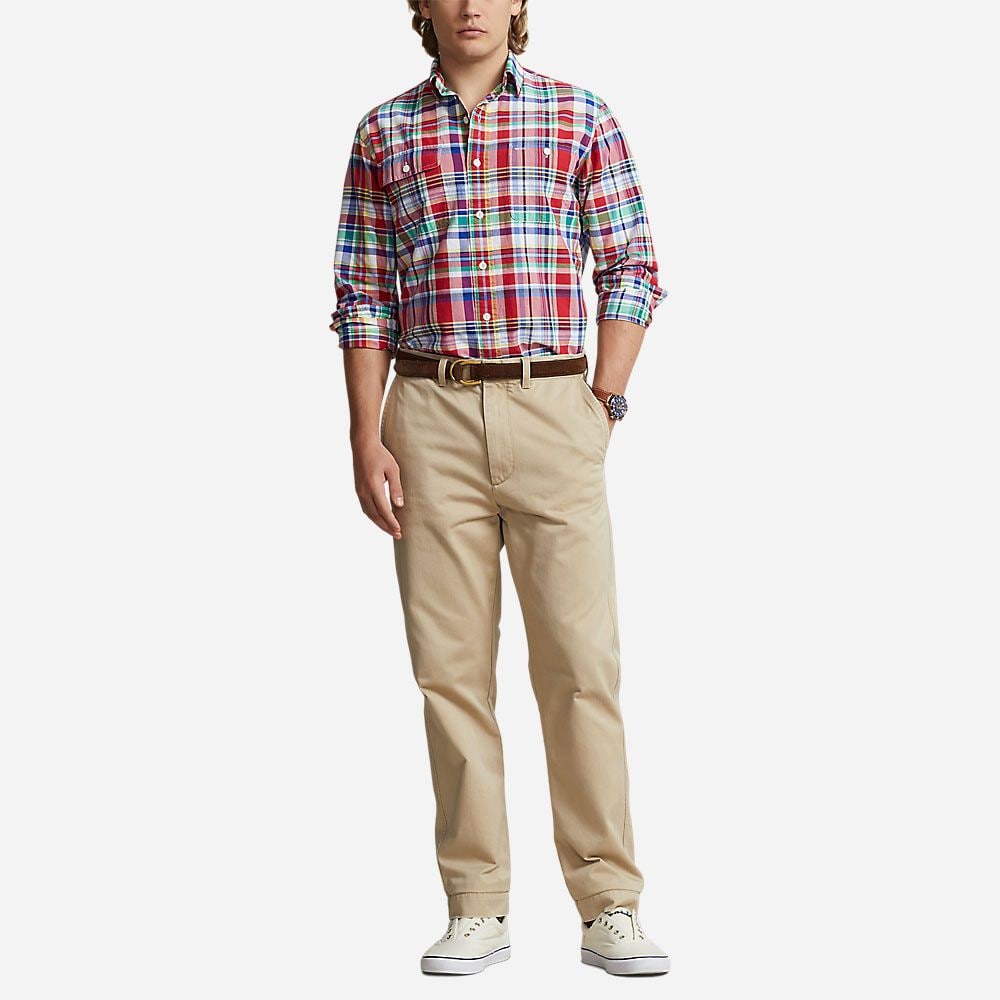 Custom Fit Plaid Oxford Shirt - Red/Blue Multi