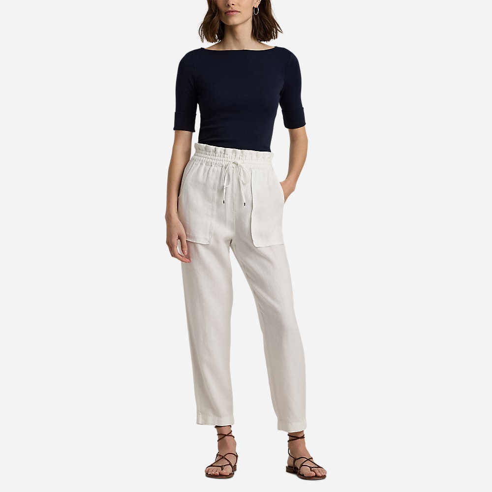 Stretch Cotton Boatneck Tee - Lauren Navy