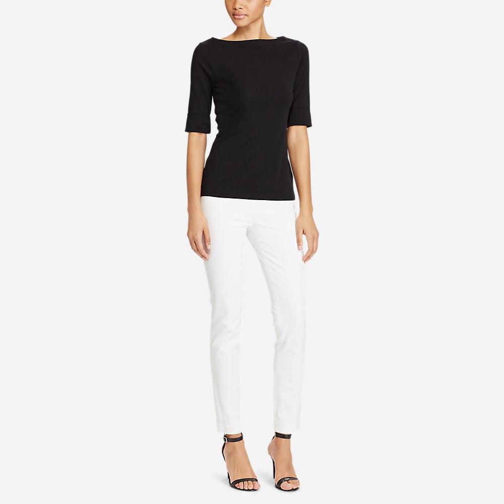 Stretch Cotton Boatneck Tee - Polo Black