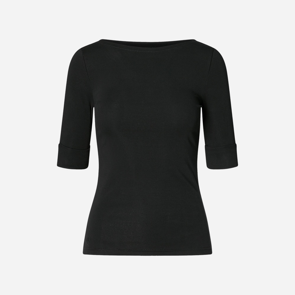 Stretch Cotton Boatneck Tee - Polo Black
