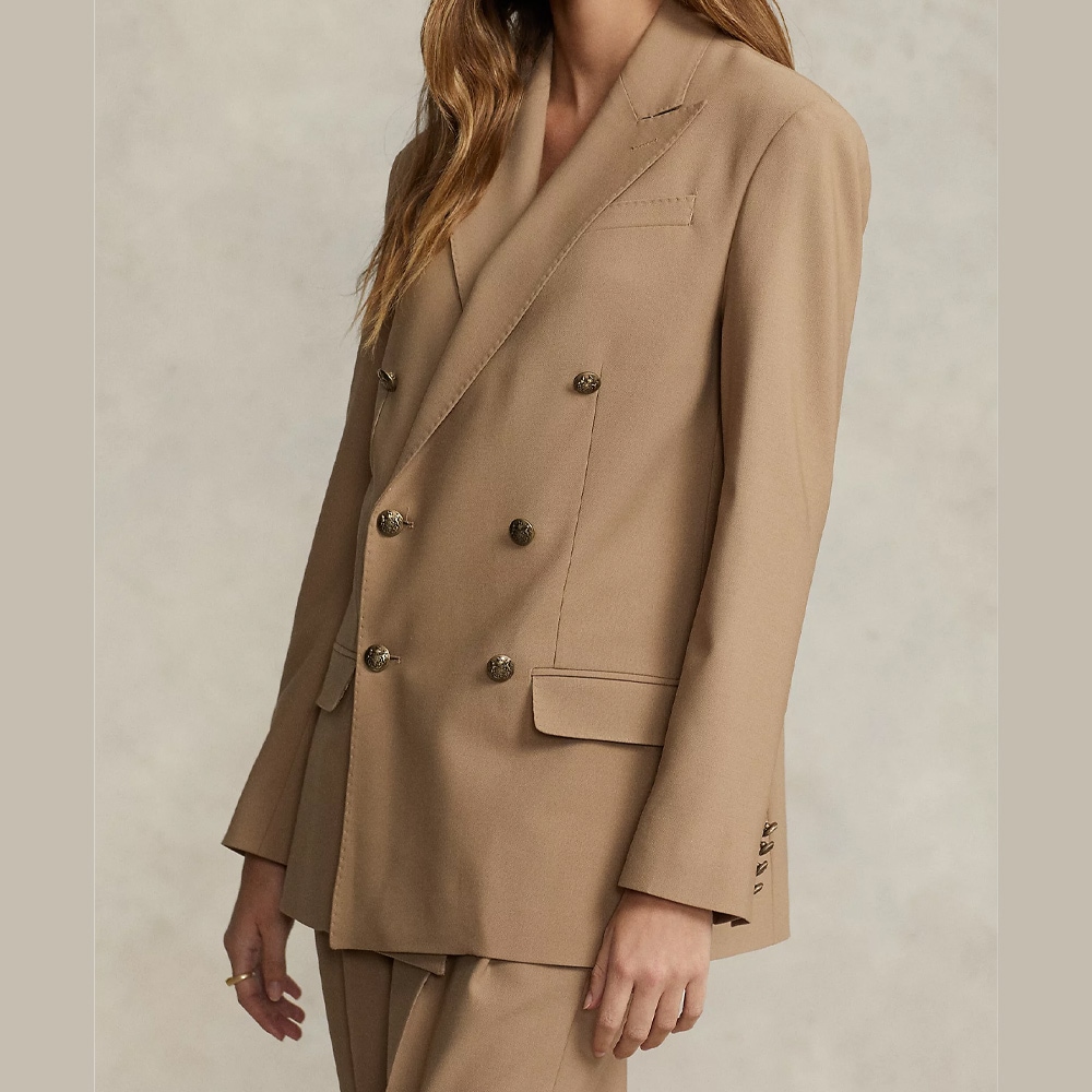 Double-Breasted Wool-Blend Blazer - Camel