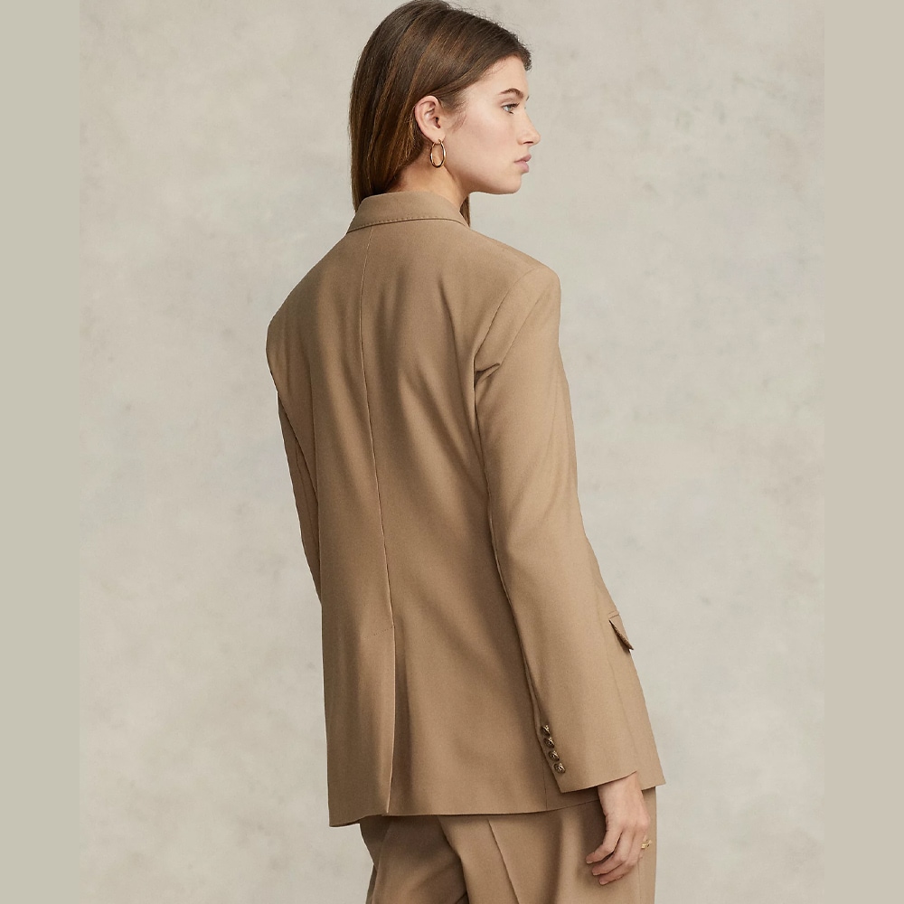 Double-Breasted Wool-Blend Blazer - Camel