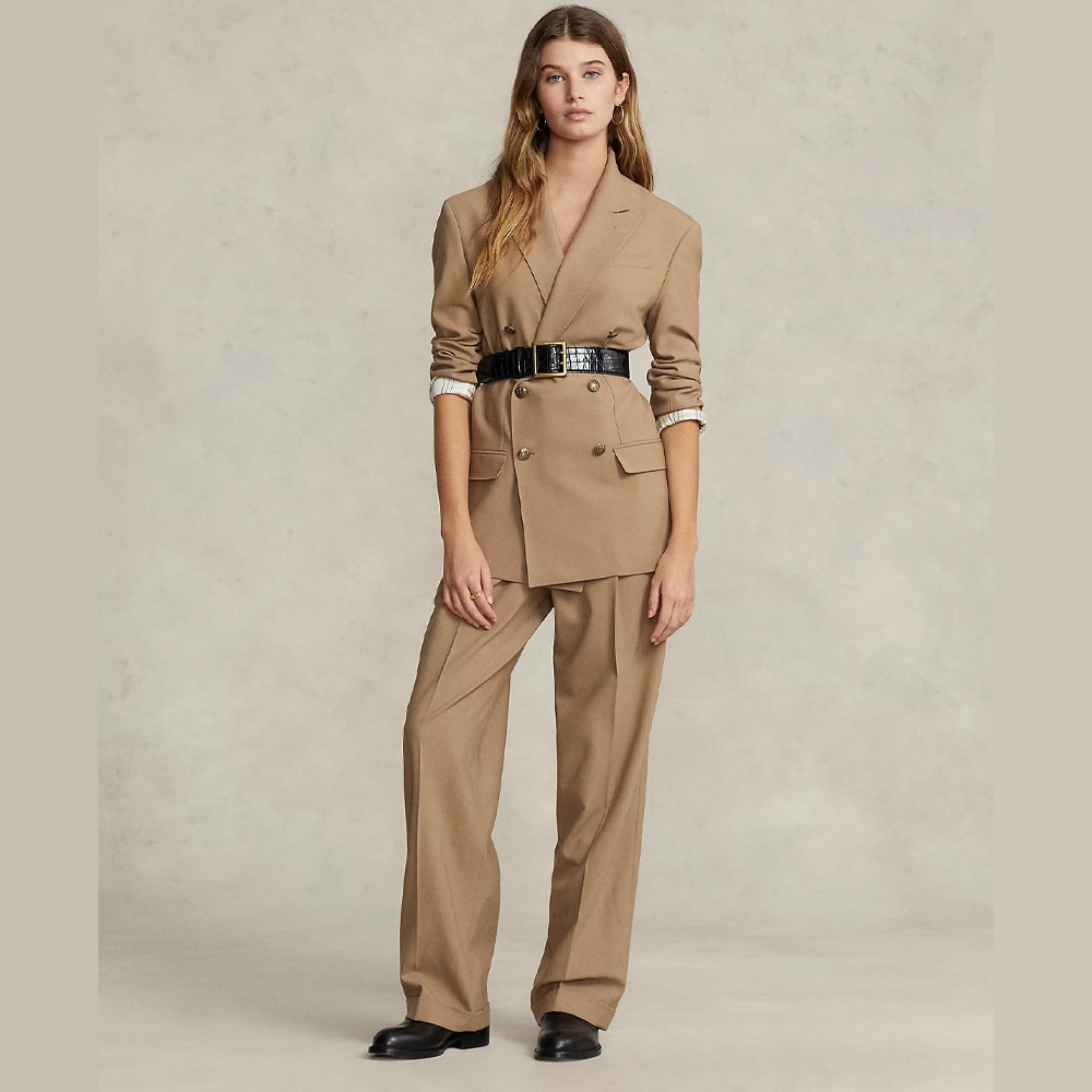 Double-Breasted Wool-Blend Blazer - Camel