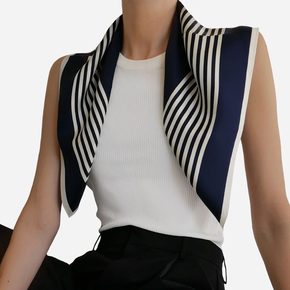 No. 12 Silk Scarf - Navy