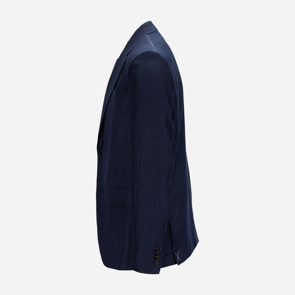 Formal Wool Blend Jacket - Blue Navy Check