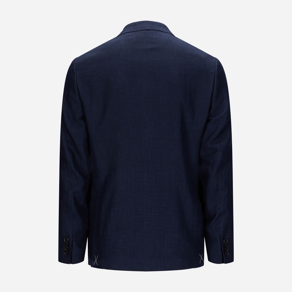 Formal Wool Blend Jacket - Blue Navy Check