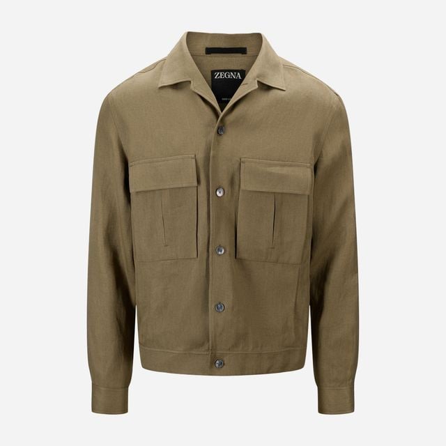 Linen Overshirt - Medium Green