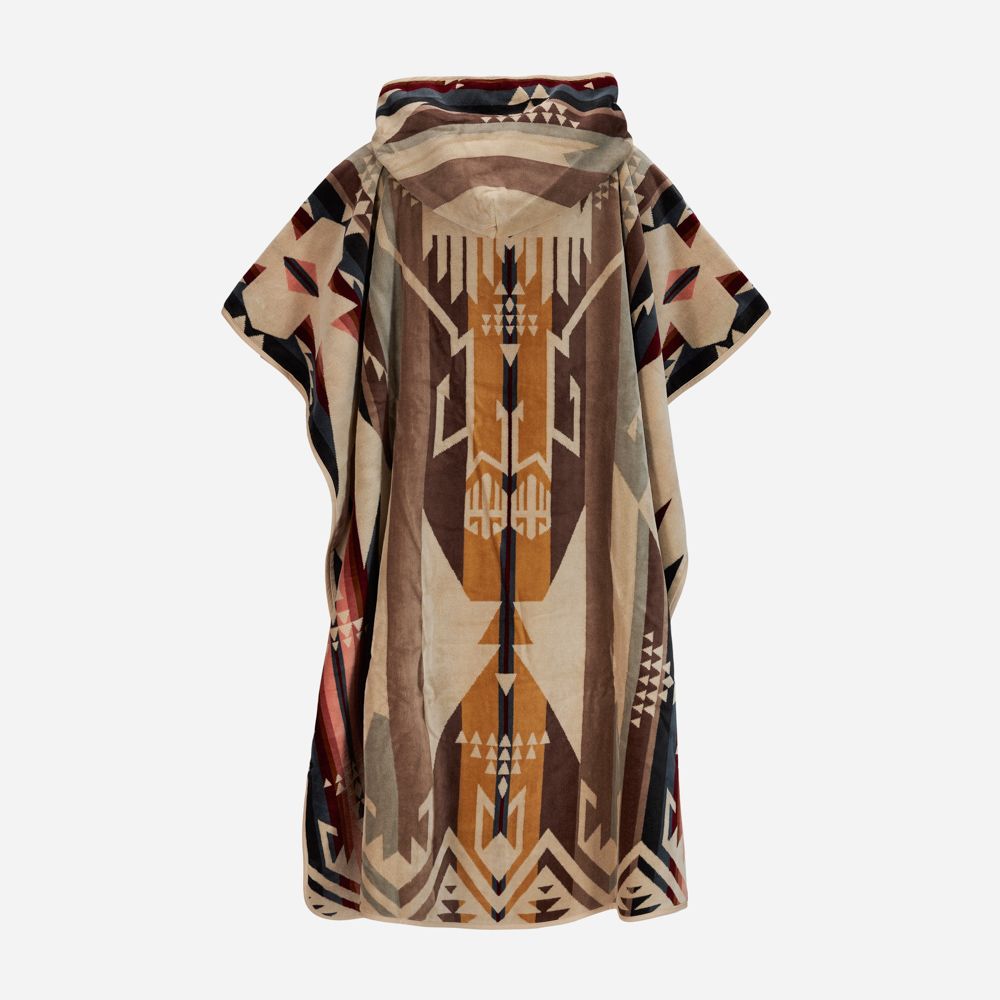 Adult Jacquard Hooded Towel - White Sands Tan