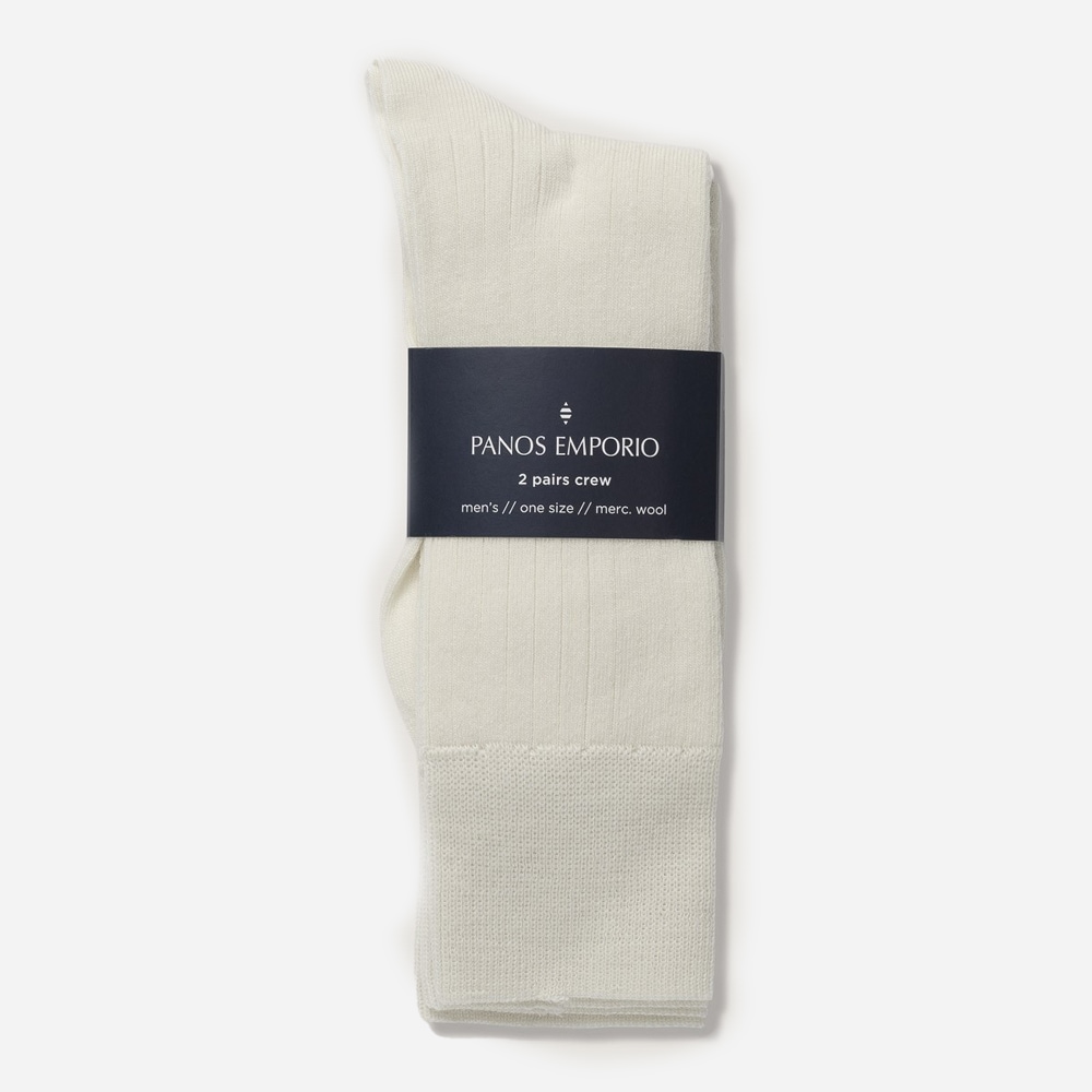 2 Pack Calle Wool Rib Sock - Off White