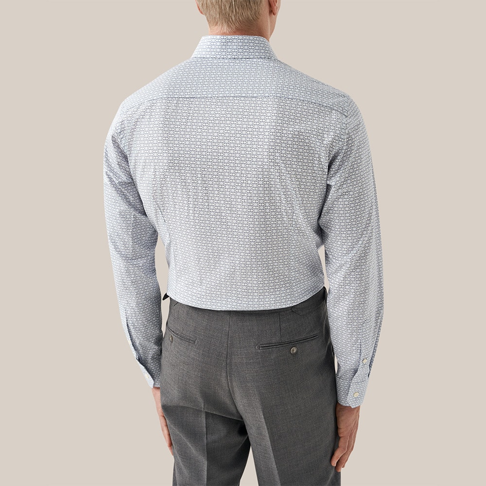 Slim Signature Twill Shirt - White Geometric Print