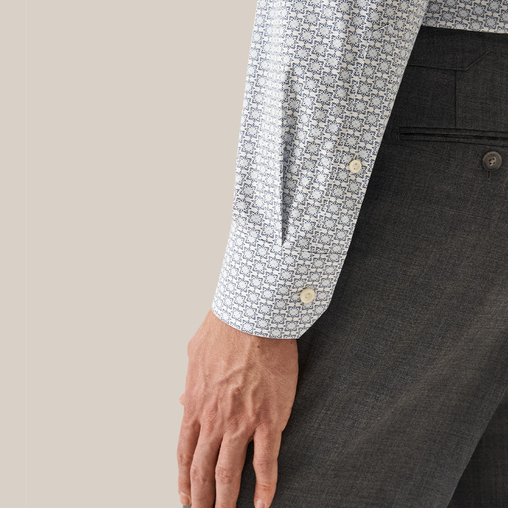 Slim Signature Twill Shirt - White Geometric Print