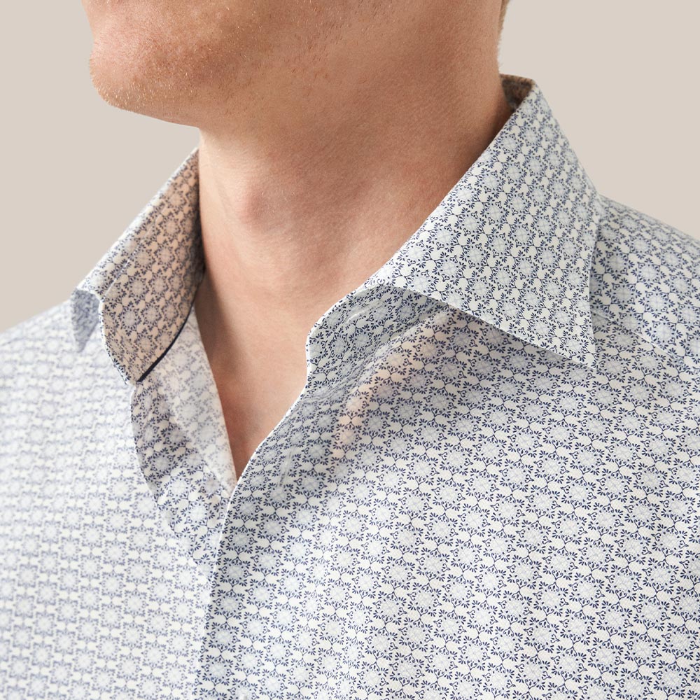 Slim Signature Twill Shirt - White Geometric Print