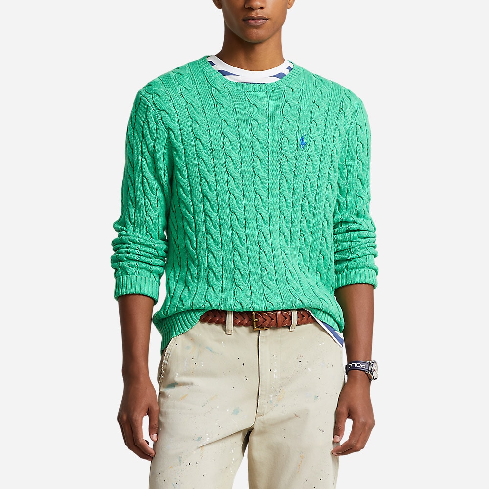 Cable-Knit Cotton Jumper -  Classic Kelly