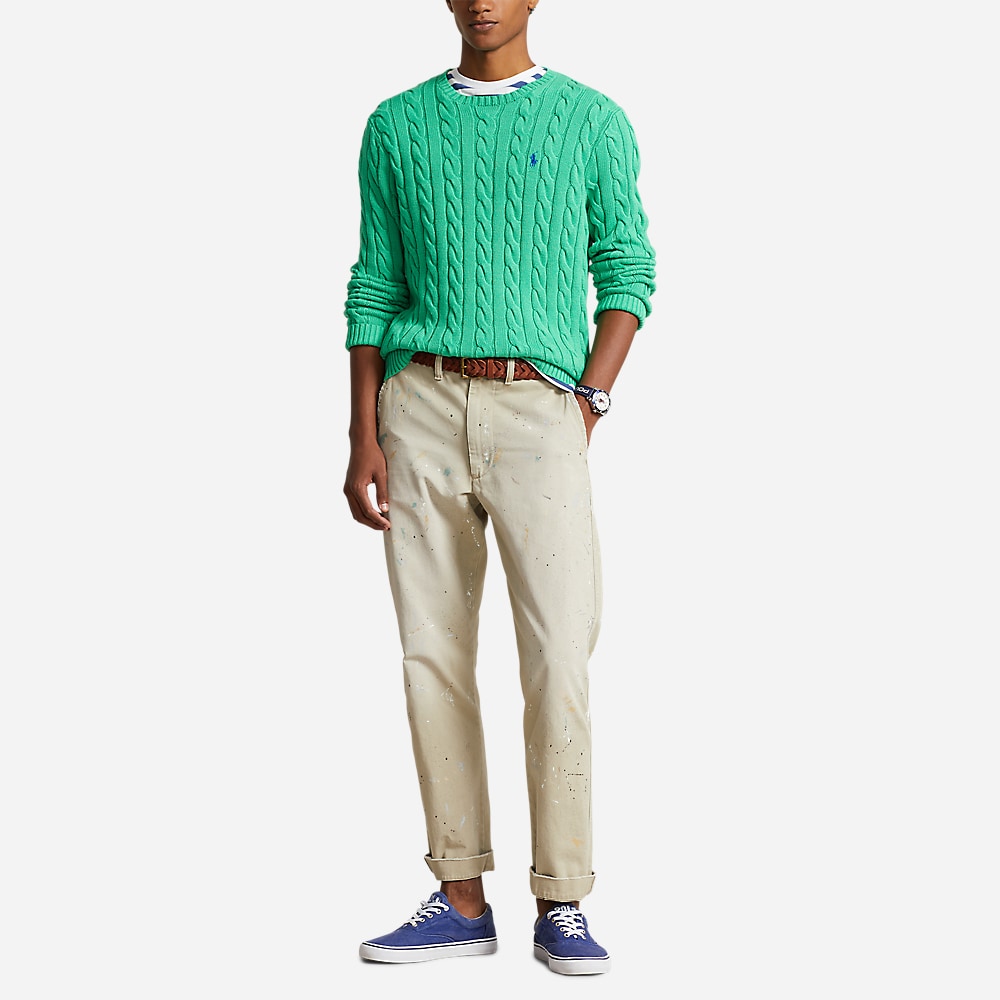 Cable-Knit Cotton Jumper -  Classic Kelly